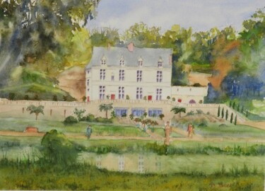 Painting titled "Chateau Gaillard" by Jean Juillard, Original Artwork, Watercolor