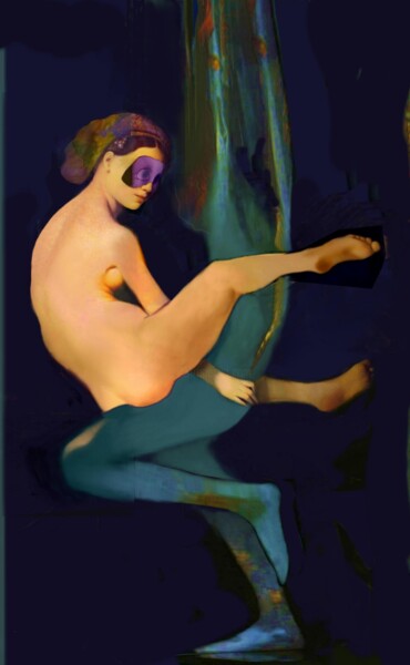 Schilderij getiteld "Odalisque" door Jean Lawa, Origineel Kunstwerk, Acryl