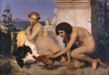 Pintura intitulada "Jeunes Grecs faisan…" por Jean-Léon Gérôme, Obras de arte originais, Óleo