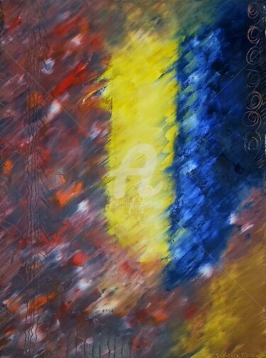 Painting titled "Untitled lll" by Jean Leonard Nsabumuhire, Original Artwork, Oil