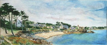 Painting titled "Bretagne, Port-blanc" by Jean-Louis Barthelemy, Original Artwork, Watercolor