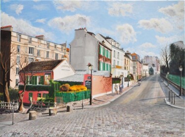 Schilderij getiteld "Montmartre, le Lapi…" door Jean-Louis Barthelemy, Origineel Kunstwerk, Acryl