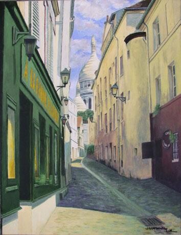 Painting titled "Montmartre, rue Ste…" by Jean-Louis Barthelemy, Original Artwork, Acrylic