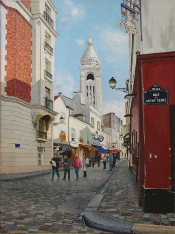 Painting titled "Montmartre, rue du…" by Jean-Louis Barthelemy, Original Artwork, Acrylic