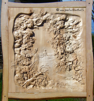 Скульптура под названием "Brume" - Jean-Louis Berthod, Подлинное произведение искусства, Дерево