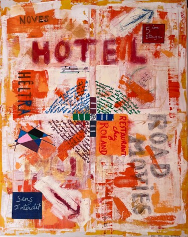 Malarstwo zatytułowany „Hôtel” autorstwa Jean Louis Bourdon, Oryginalna praca, Akryl Zamontowany na Drewniana rama noszy