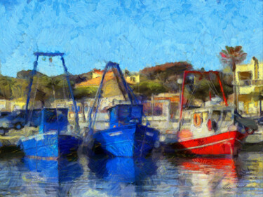 Photography titled "Bateaux de pêche au…" by Jean-Louis Bouzou, Original Artwork, Digital Photography