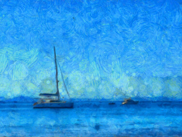Photographie intitulée "Calme bleu" par Jean-Louis Bouzou, Œuvre d'art originale, Photographie numérique