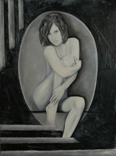 Painting titled "La femme assise" by Jean-Louis Cesar, Original Artwork, Acrylic