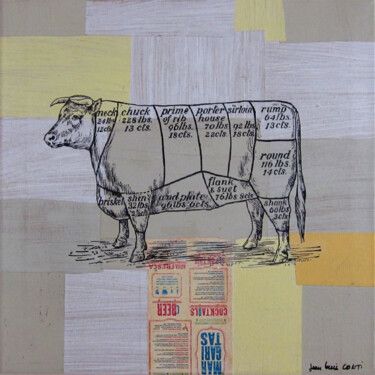 Collagen mit dem Titel "beef cuts" von Jean-Louis Conti, Original-Kunstwerk, Collagen