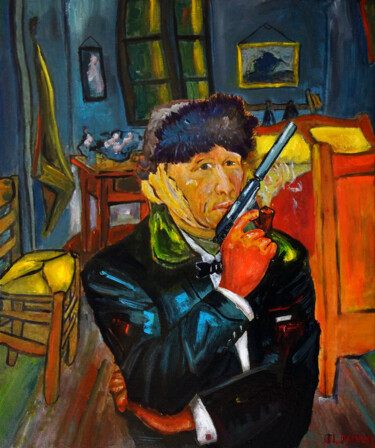 Ζωγραφική με τίτλο "Gogh,....Van Gogh" από Jean-Louis Manuel, Αυθεντικά έργα τέχνης, Λάδι Τοποθετήθηκε στο Ξύλινο φορείο σκε…