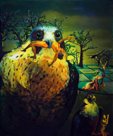 Peinture intitulée "art animalier autou…" par Jean-Louis Manuel, Œuvre d'art originale, Huile Monté sur Châssis en bois
