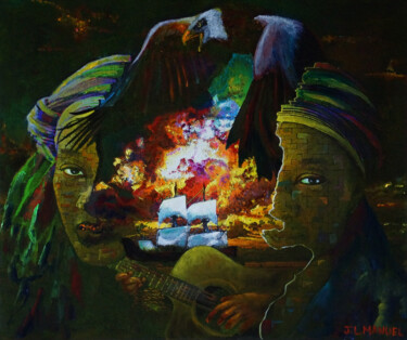 Painting titled "This land was NOT m…" by Jean-Louis Manuel, Original Artwork, Oil Mounted on Wood Stretcher frame