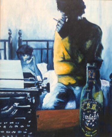 Картина под названием "Autoportrait à la r…" - Jean Louis Renaudin, Подлинное произведение искусства, Масло