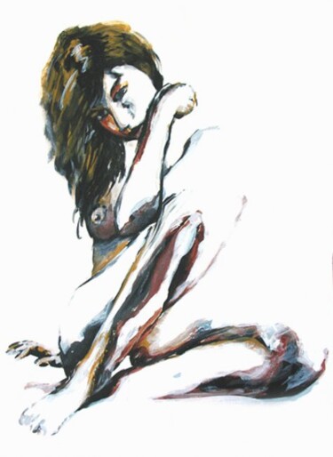 Peinture intitulée "pensive" par Jean Louis Renaudin, Œuvre d'art originale, Acrylique