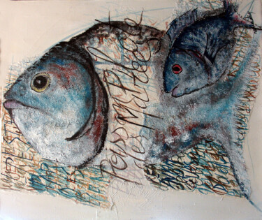 Malerei mit dem Titel "poisson-pilote" von Jean Louis Renaudin, Original-Kunstwerk