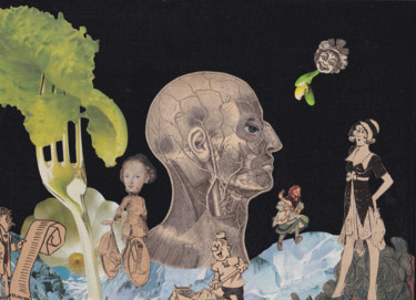 Collages intitulée "16. La leçon d'anat…" par Jean-Louis Rivière, Œuvre d'art originale