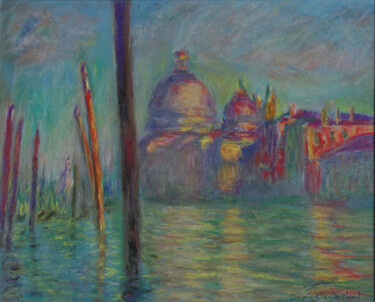 Drawing titled "venise - monet" by Jean-Louis Silvestri, Original Artwork, Pastel