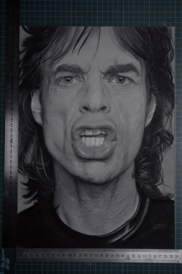 Drawing titled "Mick Jagger" by Jean-Louis Silvestri, Original Artwork, Pastel