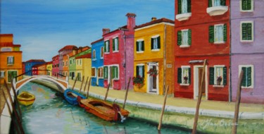 Peinture intitulée "Venise île de Buran…" par Jean-Luc Bénac, Œuvre d'art originale, Huile