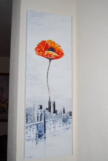 Peinture intitulée "New york une fleur…" par Jean-Luc Bénac, Œuvre d'art originale, Huile