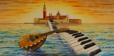 Painting titled "Venise sur un air d…" by Jean-Luc Bénac, Original Artwork, Oil