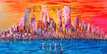 Painting titled "New York City Abstr…" by Jean-Luc Bénac, Original Artwork, Acrylic