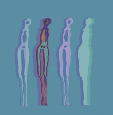 Digitale Kunst mit dem Titel "Carré de Dames 2" von Jean-Luc Bohin, Original-Kunstwerk, Digitale Malerei
