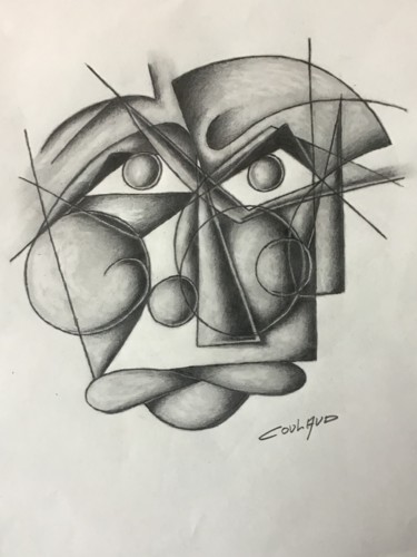 Dessin intitulée "visage improbable 3" par Jean-Luc Coulaud, Œuvre d'art originale, Crayon
