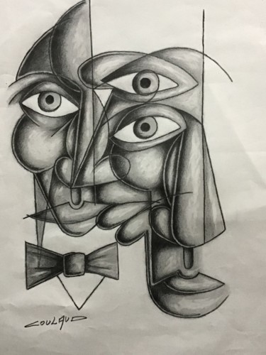 Drawing titled "portrait improbable4" by Jean-Luc Coulaud, Original Artwork, Graphite