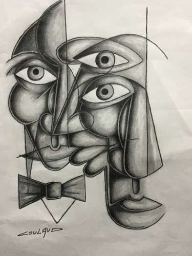 Dessin intitulée "portrait improbable4" par Jean-Luc Coulaud, Œuvre d'art originale, Graphite