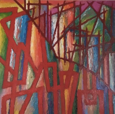 Pintura intitulada "Paysage urbain" por Jean-Luc Coulaud, Obras de arte originais