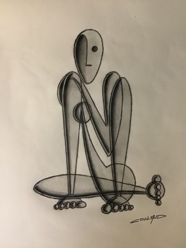 Dessin intitulée "Étude de nu" par Jean-Luc Coulaud, Œuvre d'art originale, Crayon