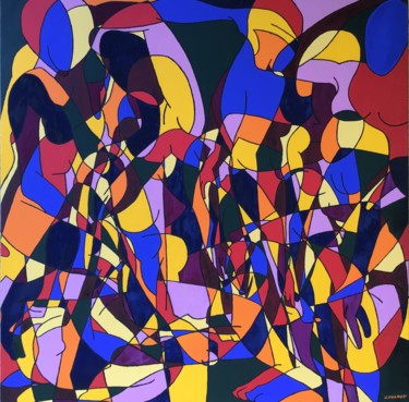 Pintura intitulada "Superposition" por Jean-Luc Coulaud, Obras de arte originais, Óleo
