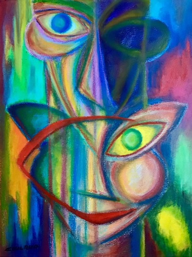 Drawing titled "Totem" by Jean-Luc Coulaud, Original Artwork, Pastel