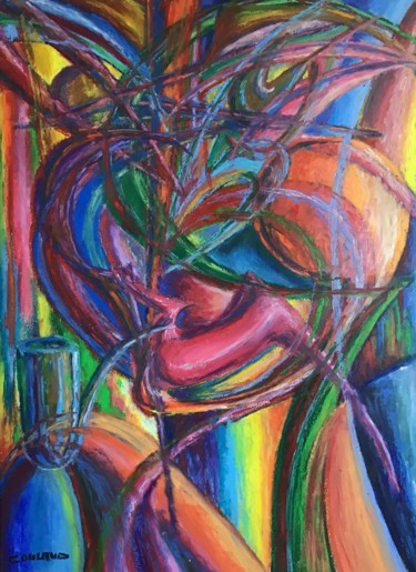 Drawing titled "Homme à la pipe" by Jean-Luc Coulaud, Original Artwork, Pastel