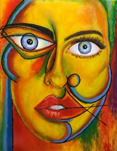 Malerei mit dem Titel "Double faces 2" von Jean-Luc Coulaud, Original-Kunstwerk, Öl
