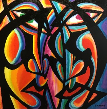 Painting titled "Tête a Tête" by Jean-Luc Coulaud, Original Artwork, Oil