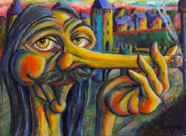 Painting titled "Cyrano de Bergerac" by Jean-Luc Coulaud, Original Artwork, Oil