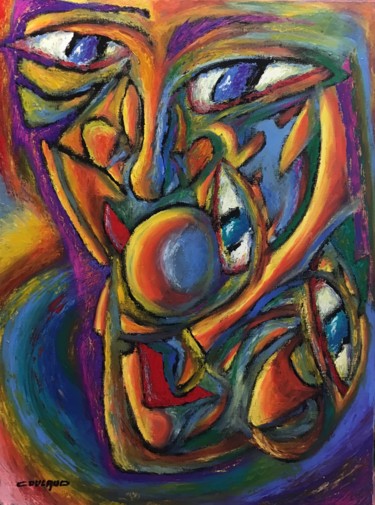 Painting titled "Bis-Têtes" by Jean-Luc Coulaud, Original Artwork, Oil
