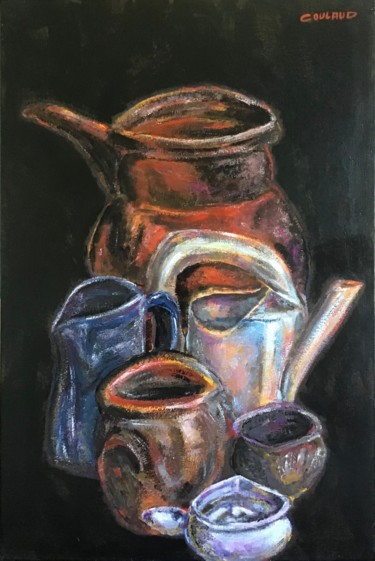Painting titled "Les POTS" by Jean-Luc Coulaud, Original Artwork, Oil