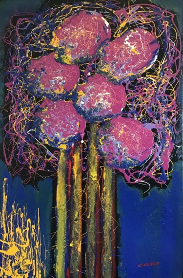 Painting titled "Fleurs" by Jean-Luc Coulaud, Original Artwork, Oil