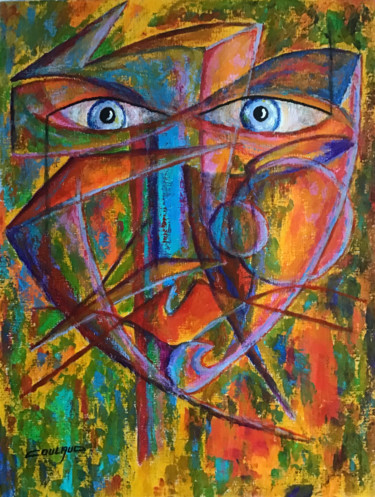 Painting titled "Portrait Bigarré" by Jean-Luc Coulaud, Original Artwork, Acrylic