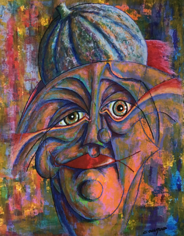 Schilderij getiteld "LA MELONITE" door Jean-Luc Coulaud, Origineel Kunstwerk, Acryl