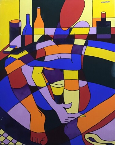Картина под названием "Superposition 6" - Jean-Luc Coulaud, Подлинное произведение искусства, Масло Установлен на Деревянная…