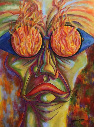 Painting titled "LES LUNETTES DOUBLE…" by Jean-Luc Coulaud, Original Artwork, Acrylic