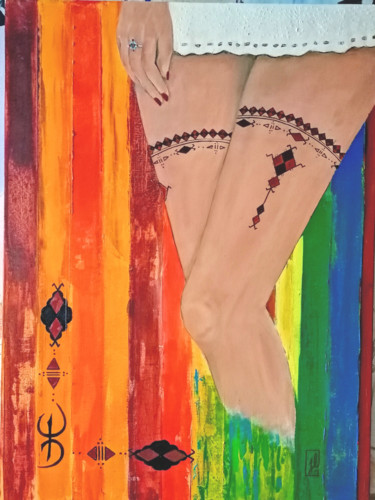 Painting titled "Charme kabyle" by Jean-Luc Gaillard, Original Artwork, Oil Mounted on Wood Stretcher frame