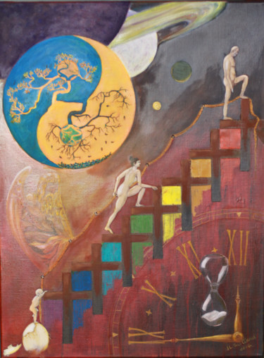 Pittura intitolato "Espace-temps.jpg" da Jean-Luc Gaillard, Opera d'arte originale, Acrilico