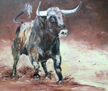 Pittura intitolato "Toro bravo 6" da Jean-Luc Garcia, Opera d'arte originale, Olio