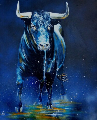 Painting titled "Toro bravo 7" by Jean-Luc Garcia, Original Artwork, Acrylic Mounted on Wood Stretcher frame
